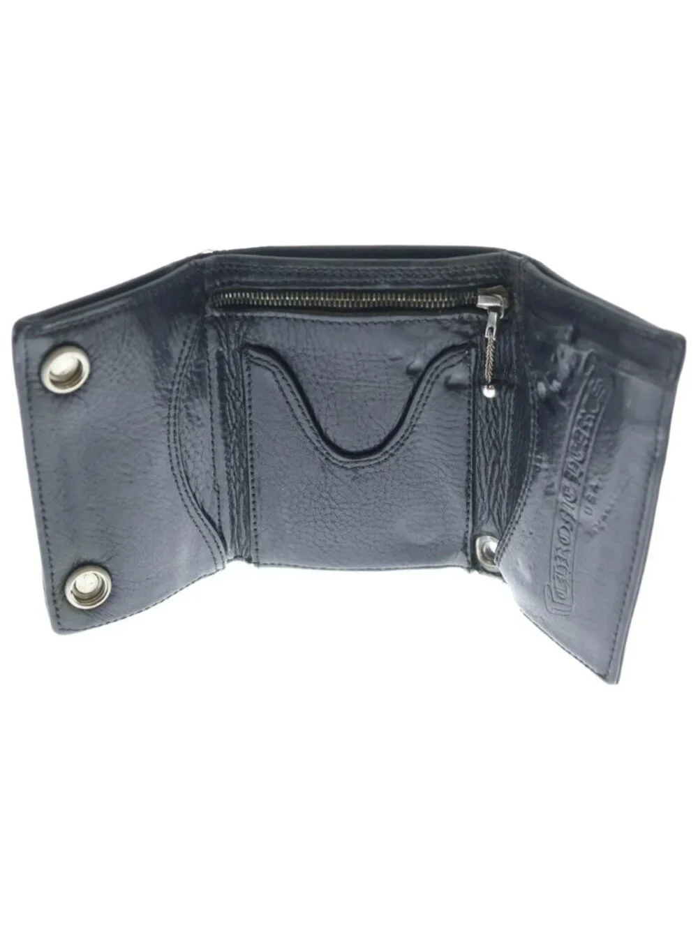 Chrome Hearts Cross Ball Button Leather Wallet Black